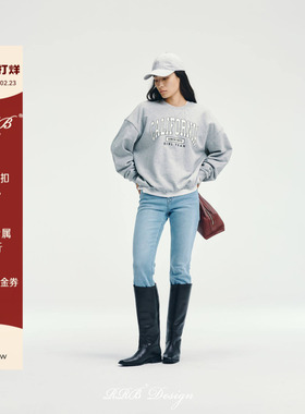 RRB Design 「美式复古」重磅100%棉300g字母宽松休闲圆领卫衣