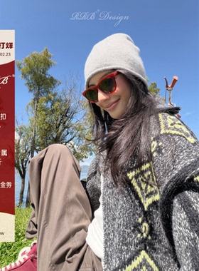 RRB Design 复古腔调高领保暖费尔岛提花拉链开衫外套