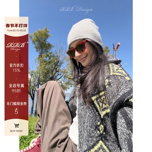 RRB Design 复古腔调高领保暖费尔岛提花拉链开衫外套