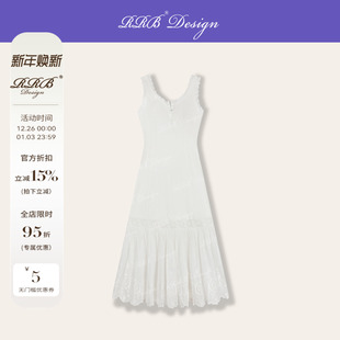 连衣裙 显瘦镂空无袖 RRB Design「佛罗伦萨」亚麻拼接绣花蕾丝修身