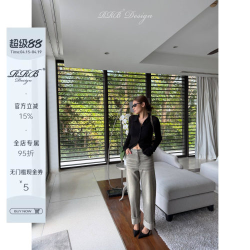 100%棉宽松显瘦直筒牛仔裤