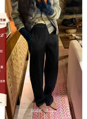 RRB Design 「万能搭神裤」莱赛尔棉加厚松紧腰廓形弯刀牛仔裤