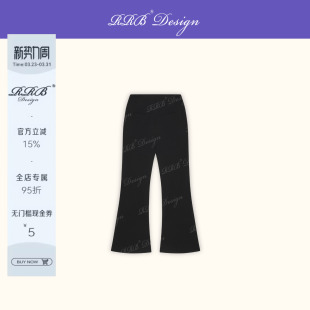 Design 长裤 修身 简约百搭显腿长休闲裤 显瘦高弹黑色喇叭裤 RRB