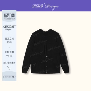 针织衫 100%羊毛宽松显瘦圆领后开衩长袖 慵懒百搭上衣 Design RRB