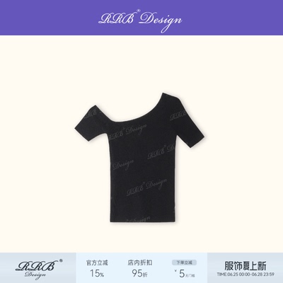 RRB Design 岛精一体机羊毛混纺斜肩T恤 抗起球修身显瘦短袖上衣