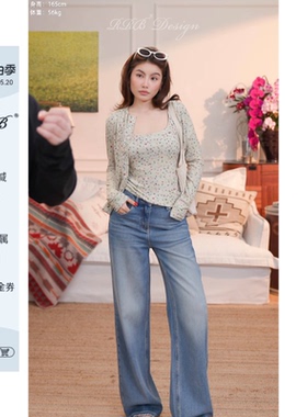 RRB Design 莱赛尔醋酸混纺宽松显瘦复古牛仔裤简约百搭直筒裤
