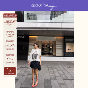 T恤 」宽松半高圆领趣味包包图案字母短袖 RRB Design「巴黎风格