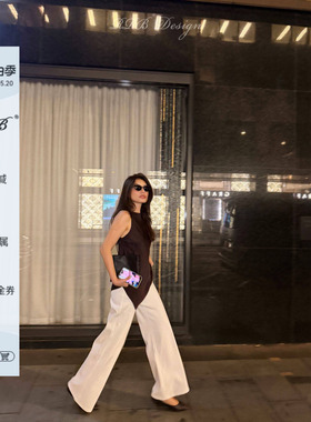 RRB Design【利落行迹】白色高腰微弹水洗牛仔裤女宽松直筒休闲裤