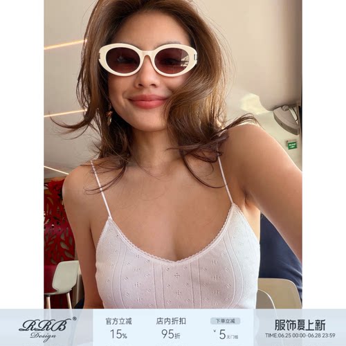 RRB修身显瘦蕾丝镂空吊带背心