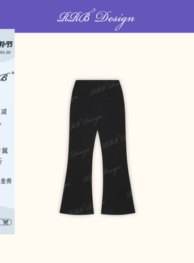 RRB Design 修身显瘦高弹黑色喇叭裤简约百搭显腿长休闲裤长裤