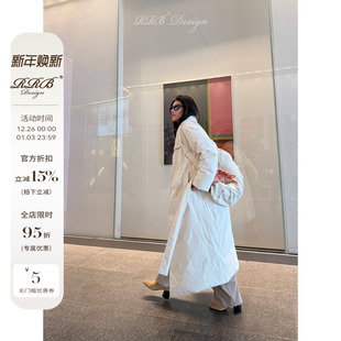 系带羽绒服外套 宽松显瘦立领双排扣气质长款 RRB Design