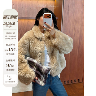 RRB 宽松翻领单排扣百搭显瘦时髦保暖环保皮草外套 Design