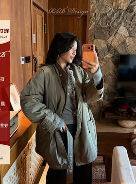 RRB Design 宽松显瘦立领90白鹅绒保暖百搭长袖白鹅绒羽绒服