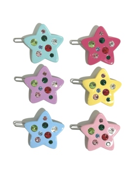 韩饰AZ饰品头饰可爱甜美彩色五角星发夹扣夹边夹