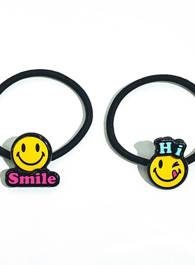 韩饰AZ饰品字母微笑脸圆片发圈FQ1341