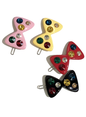 韩饰AZ饰品头饰雅致锆石马卡龙色蝴蝶结边卡扣卡BQ1636