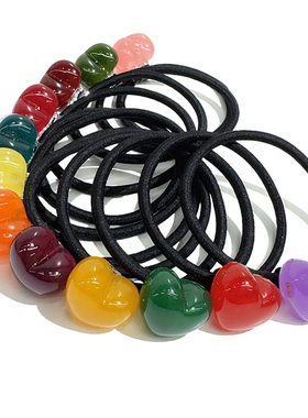 韩饰AZ饰品头饰素面炫彩甜美桃心爱心皮筋发圈女FQ0015