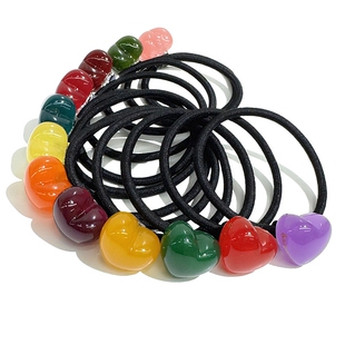 韩饰AZ饰品头饰素面炫彩甜美桃心爱心皮筋发圈女FQ0015