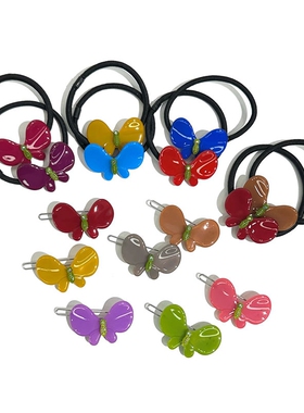 韩饰AZ饰品发饰雅致镶钻果冻色彩色可爱蝴蝶边卡扣卡BQ1825