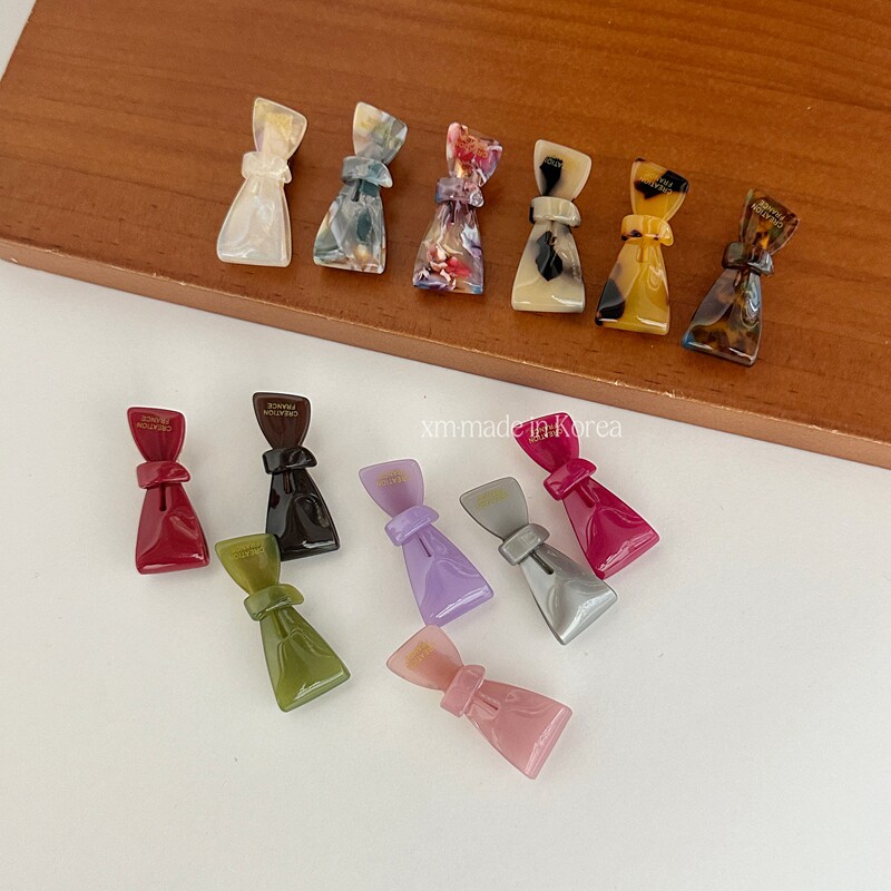 韩国进口FRANCE醋酸可爱风糖果色蝴蝶结发夹女小众设计感百搭发饰