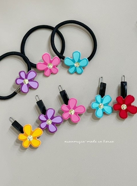 韩饰AZ饰品发饰雅致镶钻红色可爱五瓣花边卡扣卡发圈BQ1822