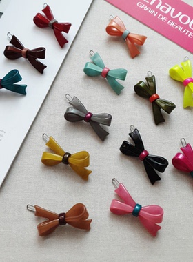 日韩系GRAINdeBEAUTE饰品交叉糖果色纯色蝴蝶结基础发夹BQ1540