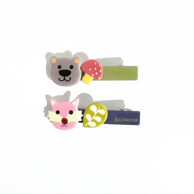 韩饰AZ饰品头饰可爱小熊狐狸蘑菇发夹边夹发饰