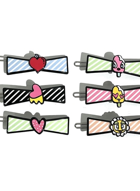 韩饰AZ饰品发饰素面可爱甜美食品条纹蝴蝶结边卡扣卡BQ1820