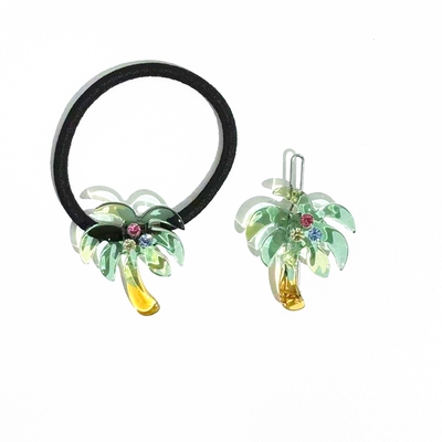 韩饰AZ饰品头饰雅致镶钻透明色椰子树扣卡发圈头绳女FQ1364