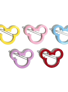 韩国AZNAVOUR饰品头饰素面马卡龙色镂空米奇边卡扣卡女BQ1754