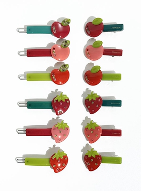 韩饰AZ饰品头饰雅致镶钻甜美水果边卡扣卡鸭嘴夹BQ1732