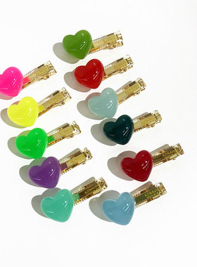 韩饰AZ头饰品发饰多巴胺炫彩桃心爱心鸭嘴夹女YZJ0771