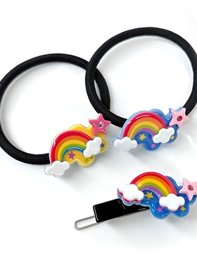 韩饰AZ饰品发饰雅致素面彩色五角星云朵彩虹边卡扣卡BQ1810