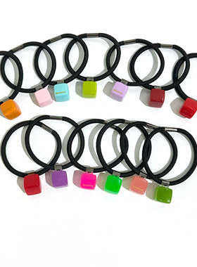 AZ韩饰简约百搭糖果色方块发圈头绳皮筋甜美少女