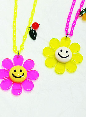 韩饰GrainDeBeaute饰品可爱漂亮太阳花笑脸项链女XL0770