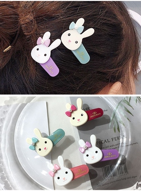 韩饰AZ饰品头饰雅致镶钻圆球蝴蝶结小兔一字鸭嘴夹YZJ0637