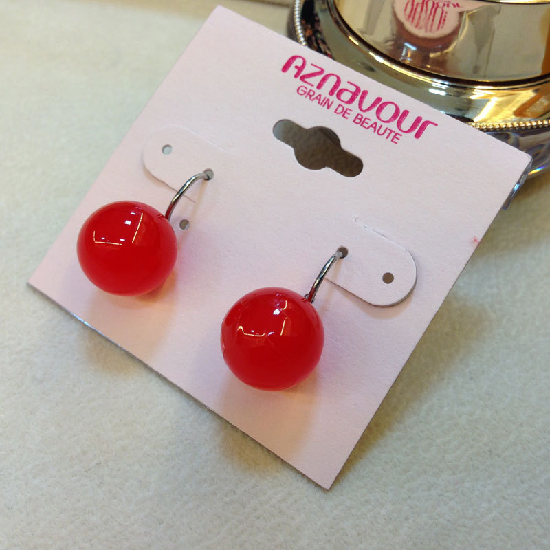 日韩系GRAIN de BEAUTE饰品耳饰雅致素面果冻色圆球耳环女EH0144