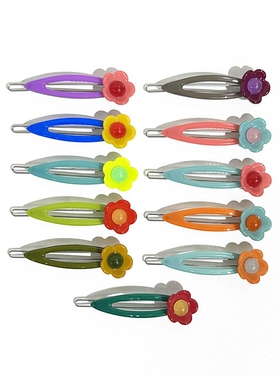 韩饰AZ饰品头饰雅致素面半球五瓣花椭圆边卡扣卡BQ1742