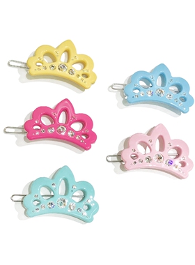 韩饰AZ饰品发饰雅致镶钻马卡龙色镂空皇冠边卡扣卡女BQ1772