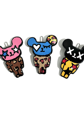 韩饰AZ饰品发饰雅致素面彩色桃心五角星小熊边卡扣卡BQ1853