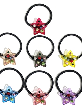 韩饰AZ饰品头饰雅致彩色皮筋镶钻透明五角星发圈头绳FQ1334