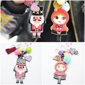 韩饰AZ饰品发饰雅致镶钻士兵可爱斗篷女孩钥匙扣女YSK0257