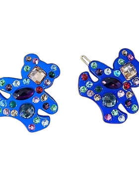 韩饰AZ饰品头饰雅致头侧镶钻锆石可爱小熊可爱动物边卡扣卡BQ1876