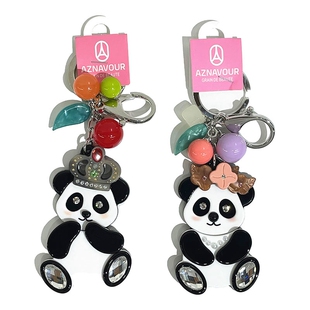 韩饰AZ饰品挂件可爱花朵皇冠熊猫钥匙扣包挂女YSK0338