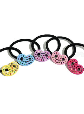 韩饰AZ饰品头饰彩色雅致镶钻马卡龙色曲奇饼干发圈女FQ1410