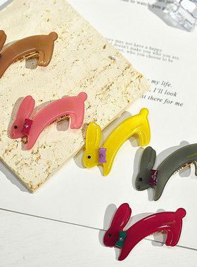 韩饰GrainDeBeaute饰品雅致圆钻蝴蝶结小兔子鸭嘴夹YZJ0701