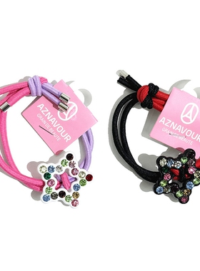 韩饰AZ饰品头饰雅致皮筋镶钻镂空五角星头绳发圈FQ1398