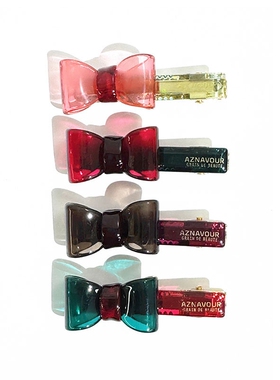 韩饰AZ饰品头饰雅致素面透明色蝴蝶结鸭嘴夹女YZJ0687