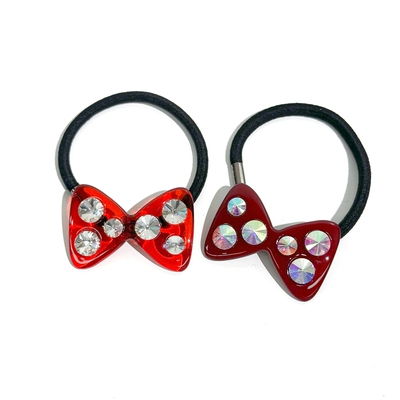 AZ水钻蝴蝶结发圈红色闪亮