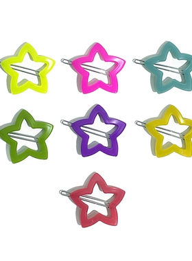 韩饰AZ饰品头饰雅致果冻色素面镂空五角头侧短扣卡女BQ0171